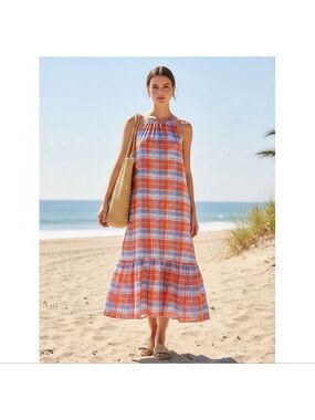 Tommy Hilfiger Bayfront Plaid Belted Midi Dress Sz 8 Cottagecore, Summer Picnic